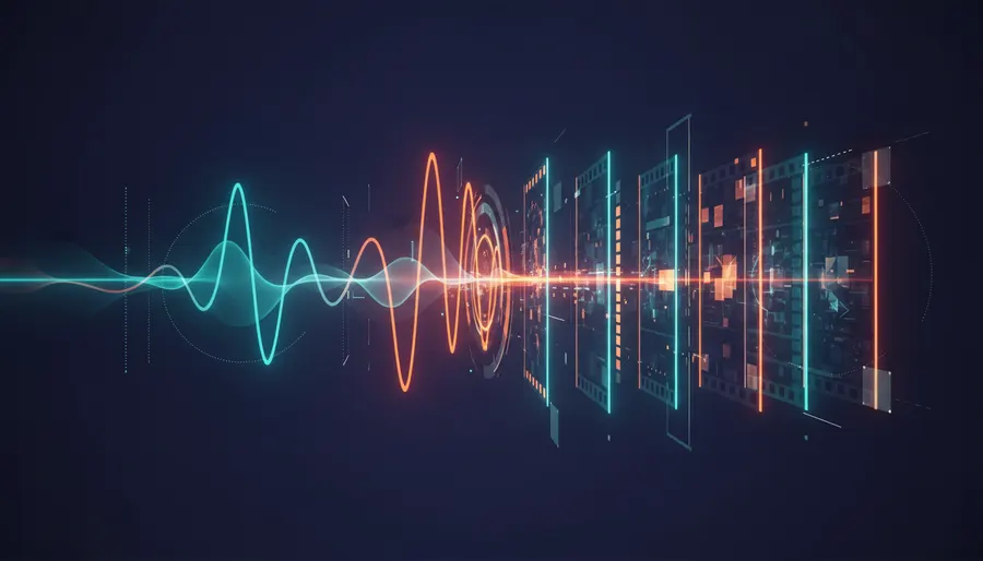 Abstract representation of audio syncing with vertical video frames