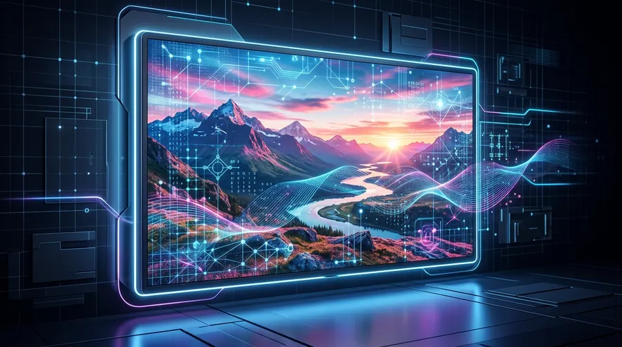Abstract representation of digital watermarking on a video screen