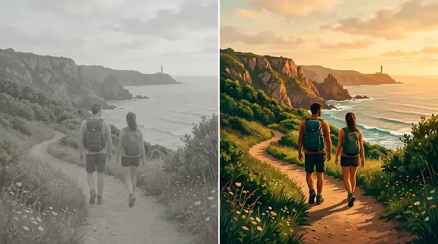 A split-screen comparison showing raw unedited video footage on the left and professional LUT color-graded footage on the right.