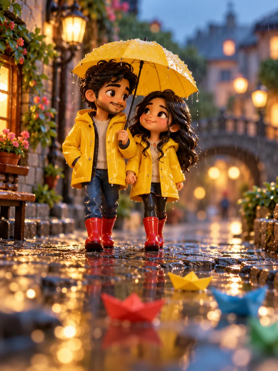 Monsoon Rain Umbrella Figurine — AI photo sample made with ChatGPT