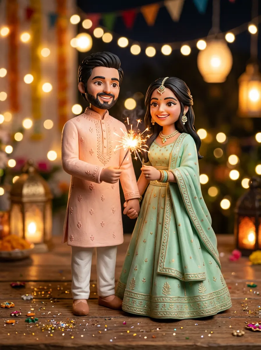 Traditional Festive Sparkler Figurine — AI photo sample made with Gemini