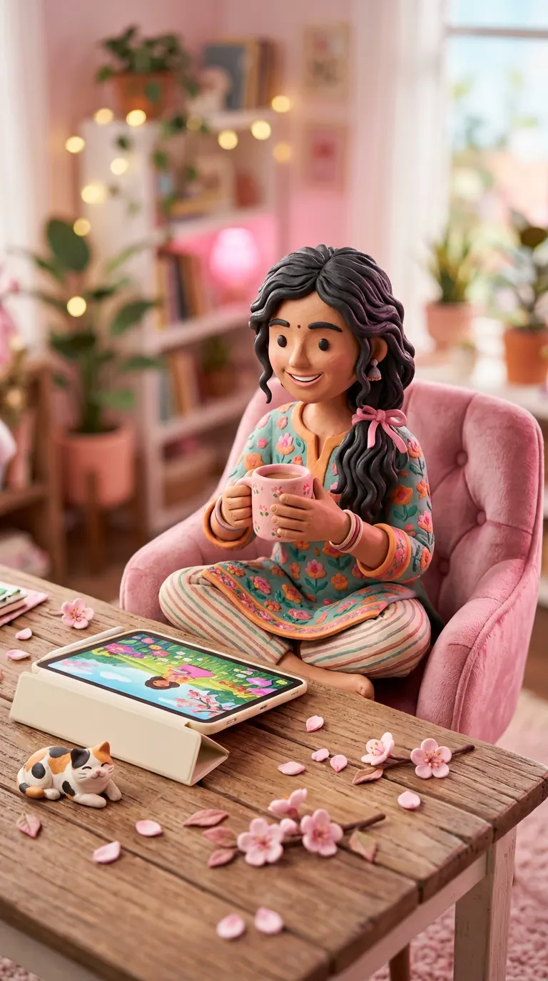 Sakura Pink Study Corner — AI photo sample made with Gemini