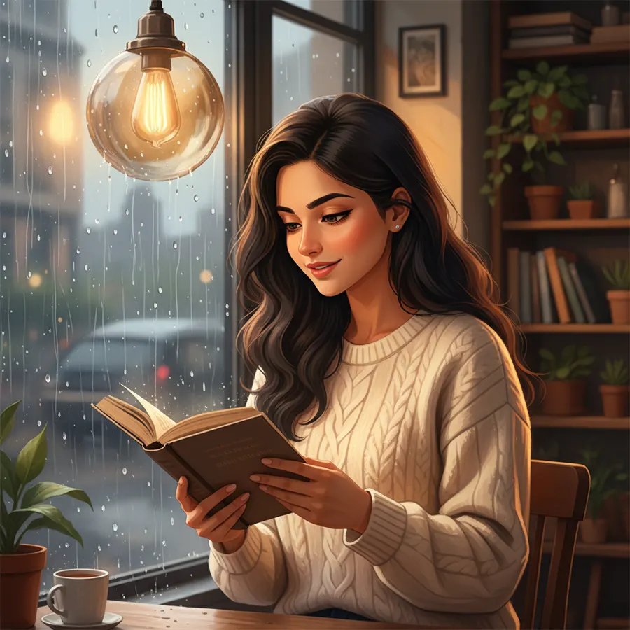 Rainy Day Cafe Vibe — AI photo sample made with Gemini