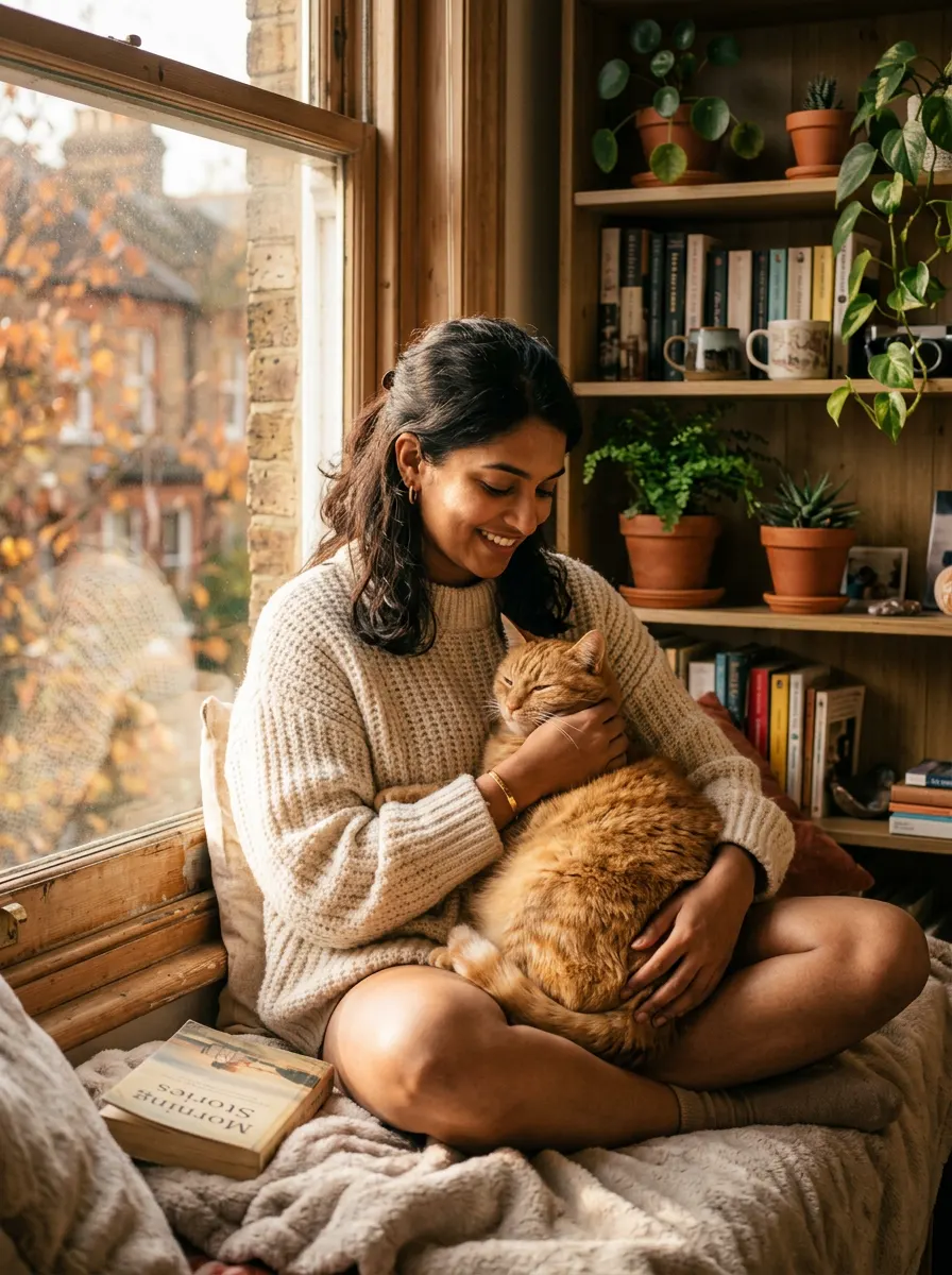 Golden Hour Window Cuddle — AI photo sample made with Gemini