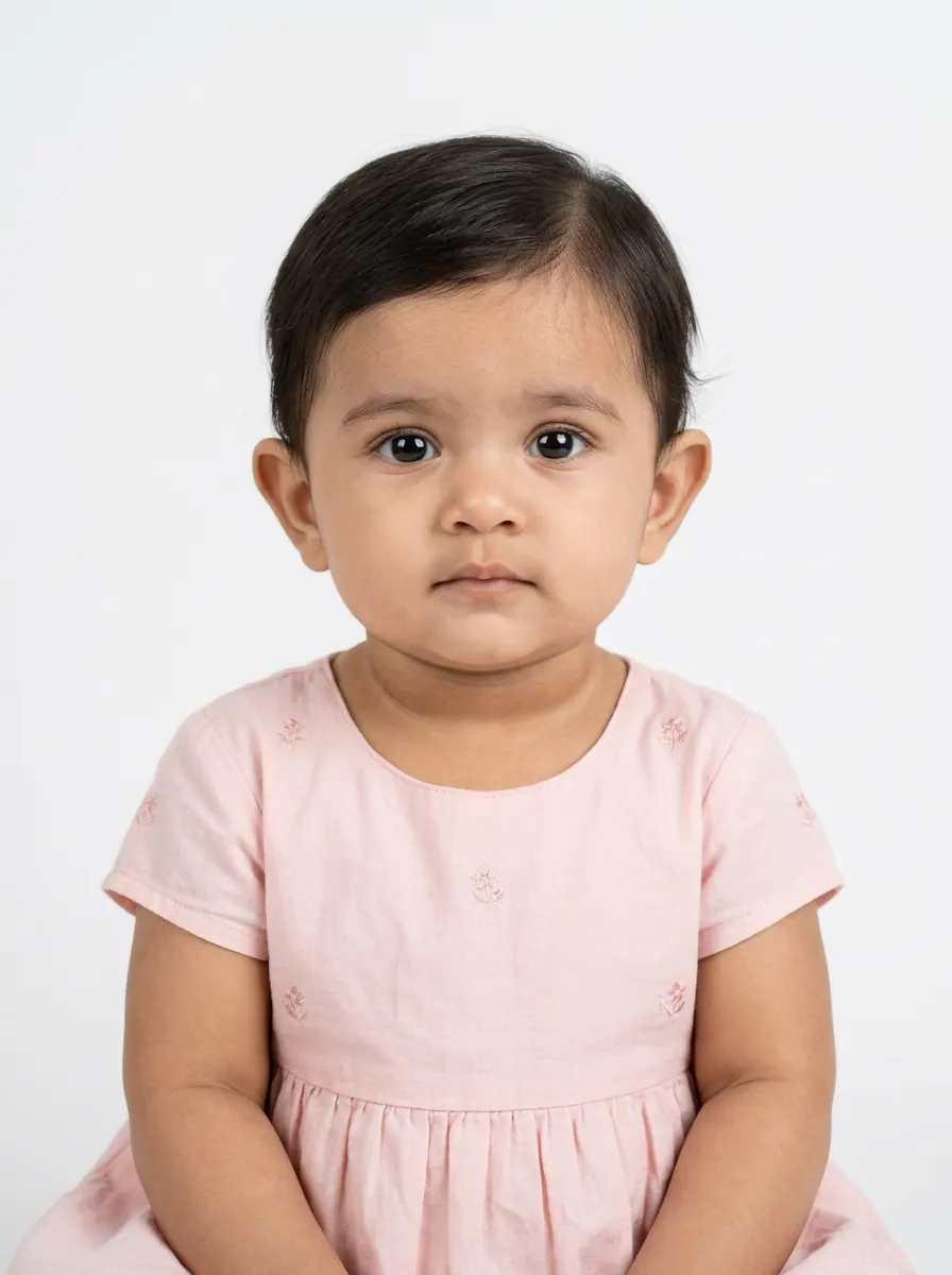 Elegant Pastel Frock Passport Photo — AI photo sample made with Gemini
