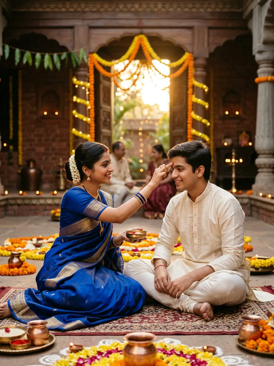 ट्रेडिशनल आंगन टीका सेरेमनी — AI photo sample made with Gemini