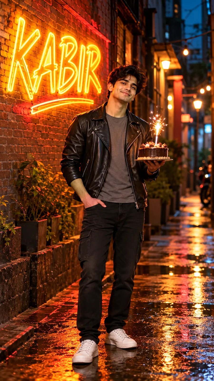Urban Street Midnight Celebration — AI photo sample made with ChatGPT