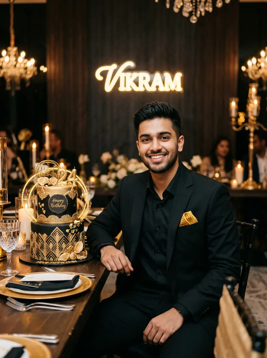 Luxury Black and Gold Neon Party — AI photo sample made with Gemini