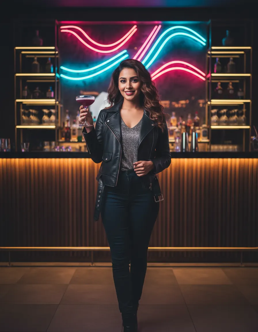 Glamorous Neon Club Night — AI photo sample made with Gemini