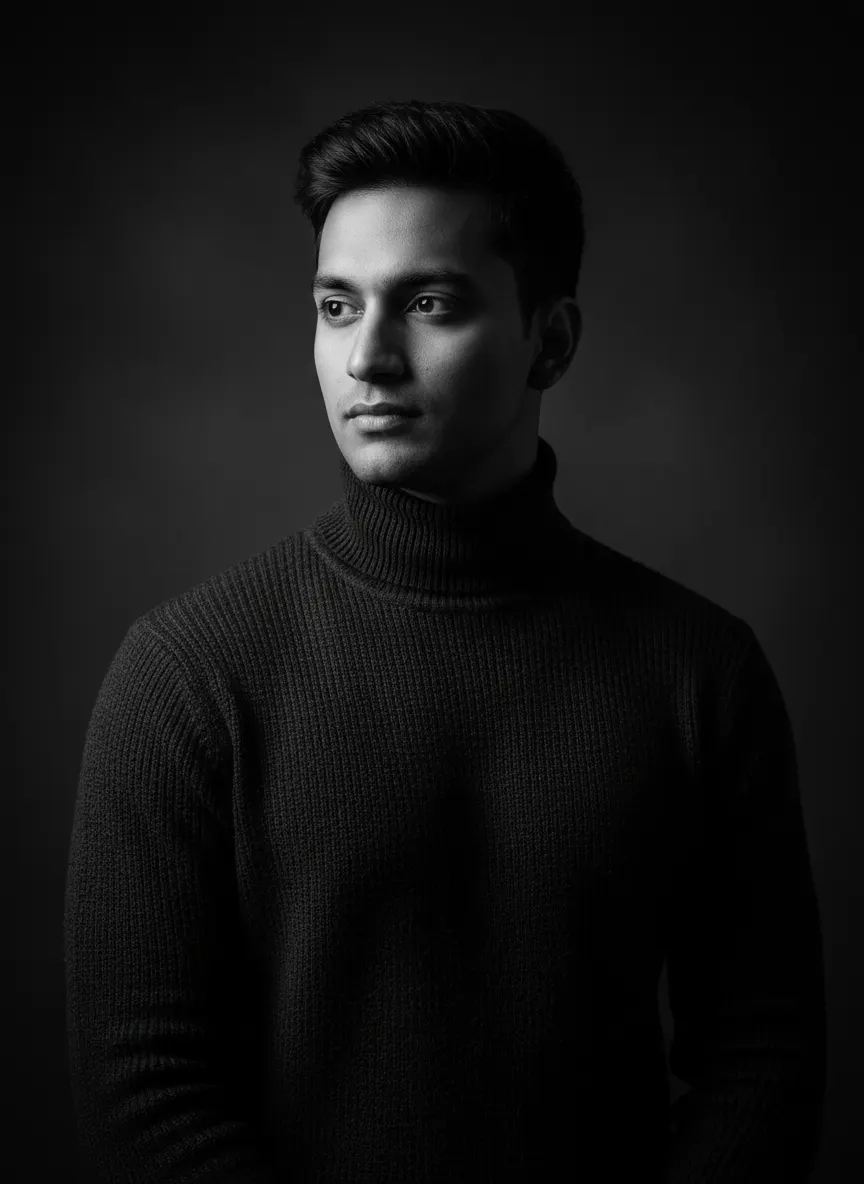 क्लासिक स्टूडियो लो-की — AI photo sample made with Gemini