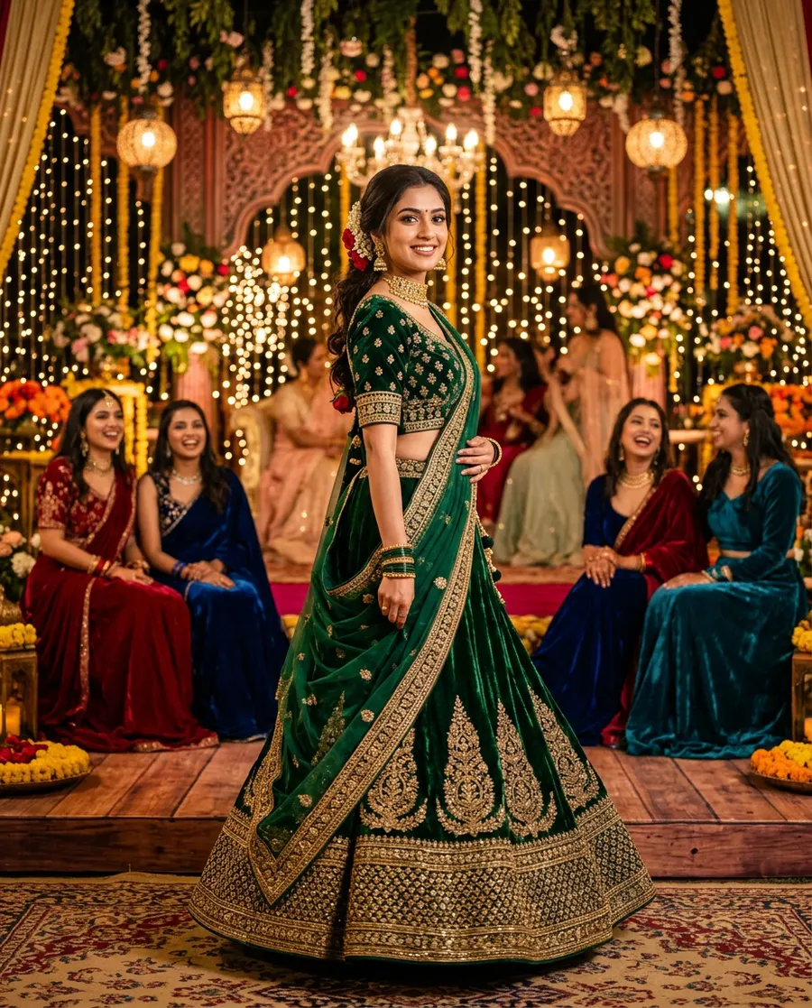 Emerald Jewel Sangeet Night — AI photo sample made with Gemini