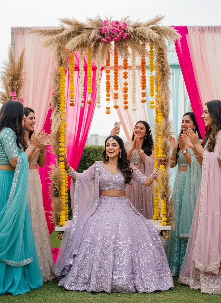 Lavender Terrace Mehendi Vibe — AI photo sample made with Gemini