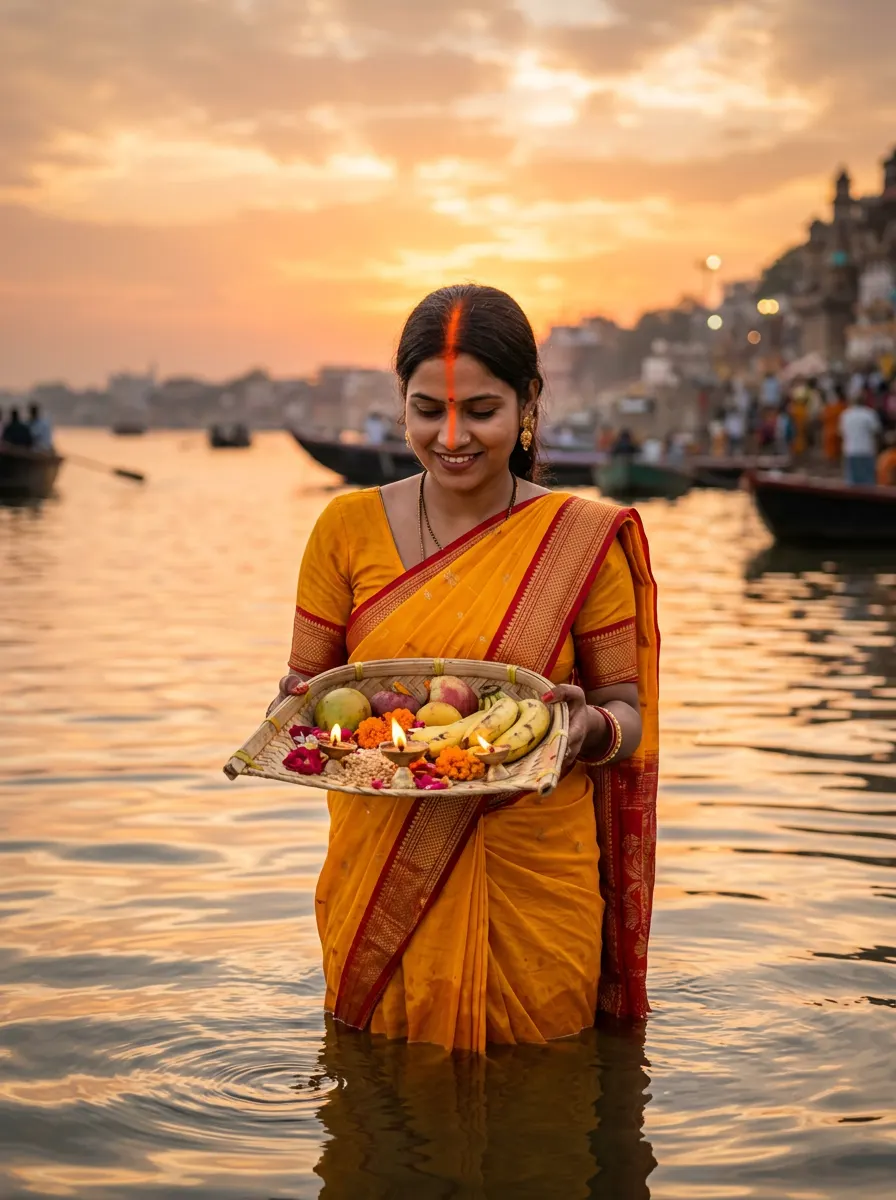 Sunset Arghya Devotion — AI photo sample made with Gemini