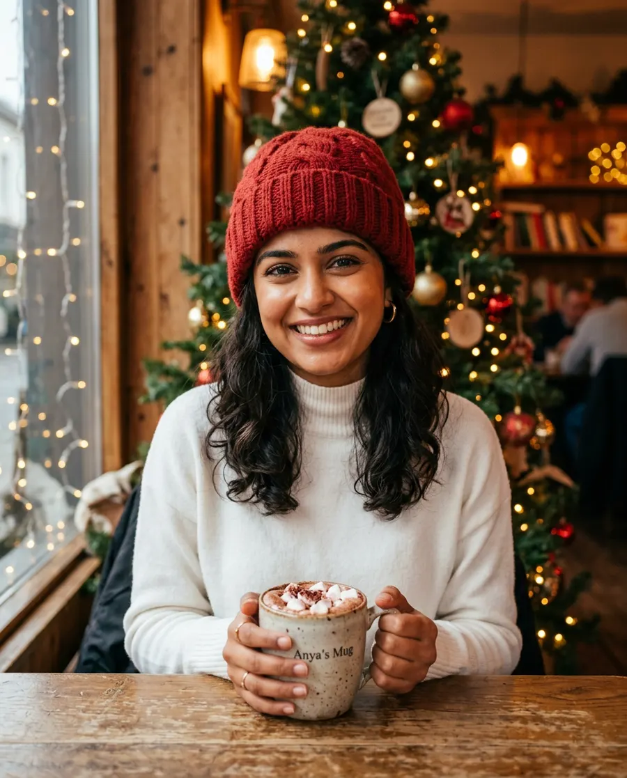 Cozy Cafe Fairy Lights — AI photo sample made with Gemini