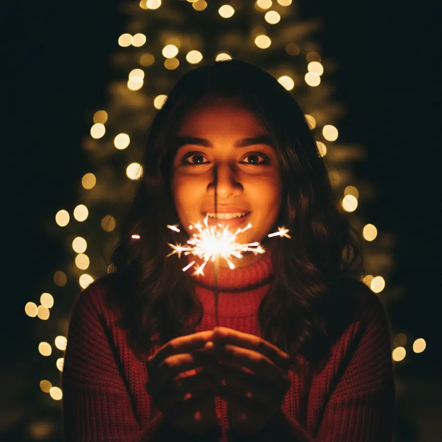 Golden Sparkler Magic — AI photo sample made with Gemini