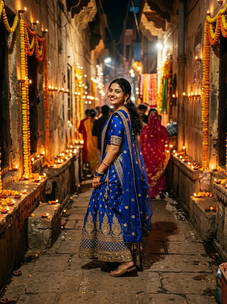 Marigold Alleyways of Kashi — AI photo sample made with Gemini