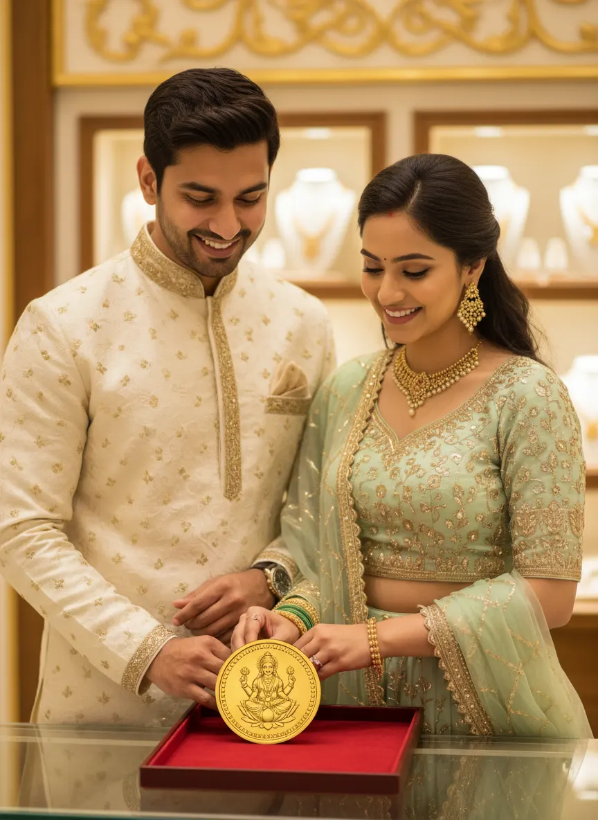 Dhanteras Blessing with Partner — AI photo sample made with Gemini