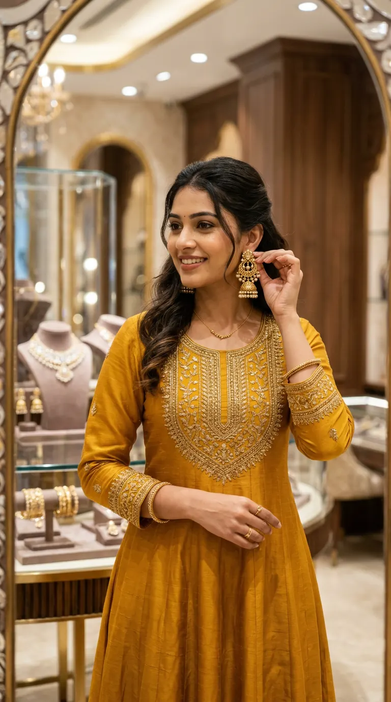 Golden Jhumka Selection — AI photo sample made with Gemini