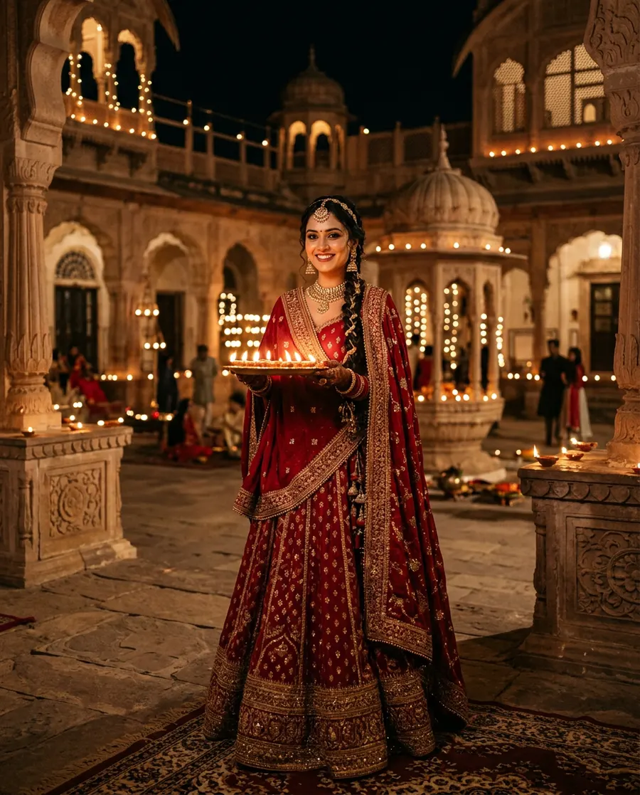 Royal Heritage Red Lehenga — AI photo sample made with Gemini