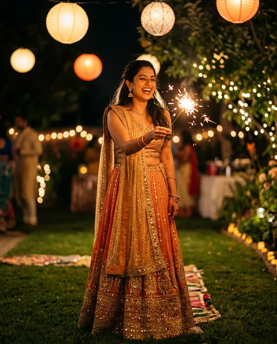 Dreamy Sparkler Diwali Night — AI photo sample made with Gemini