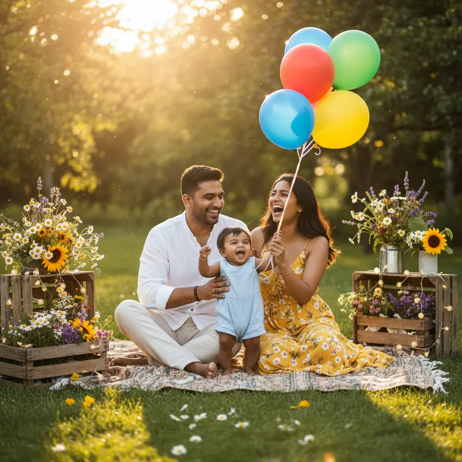 Sunny Garden Boho Picnic — AI photo sample made with Gemini