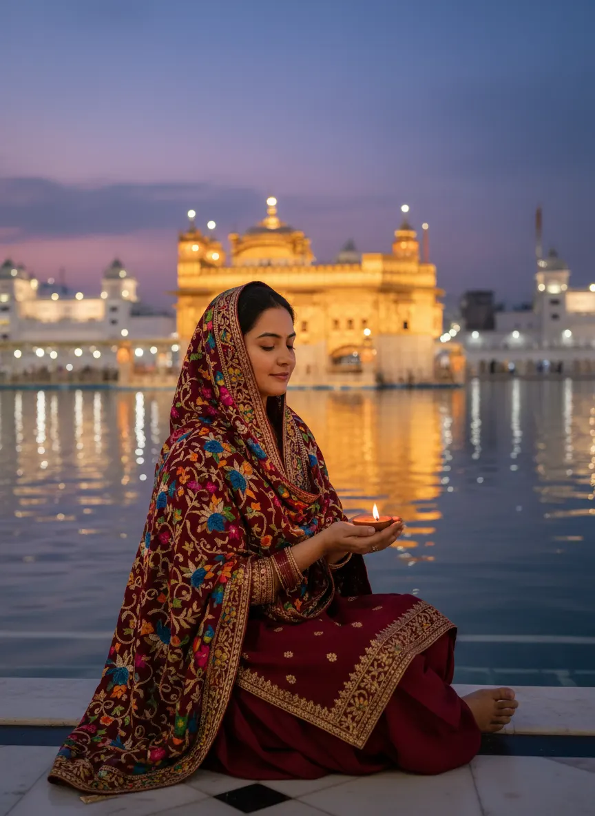 Twilight Diya Devotion Portrait — AI photo sample made with Gemini
