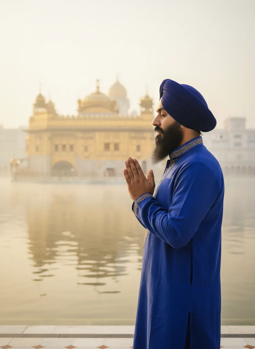 Serene Morning Prayer Portrait — AI photo sample made with Gemini