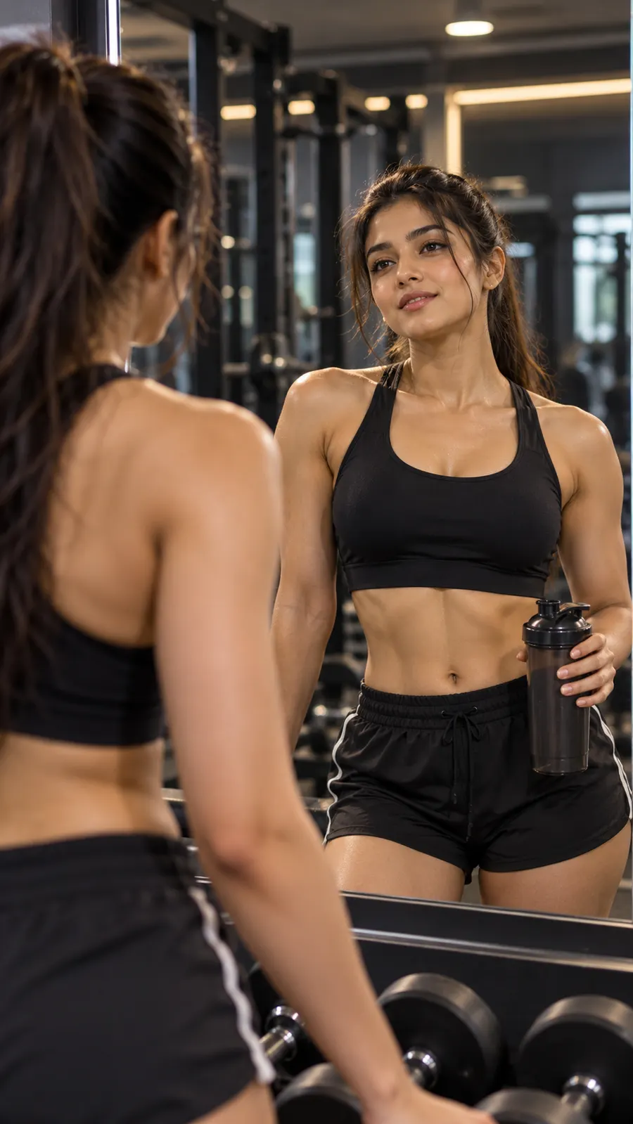 Post-Workout Mirror Reflection — AI photo sample made with ChatGPT