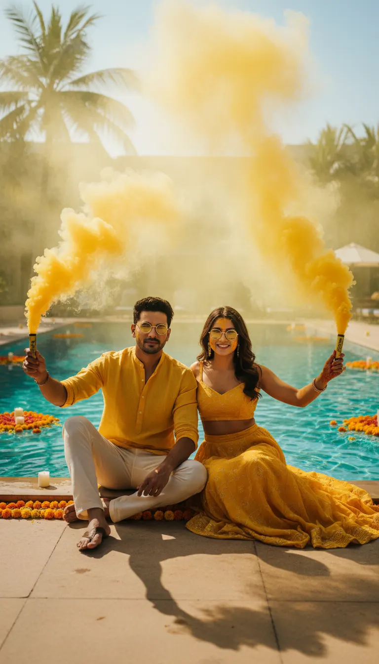 पूलसाइड हल्दी स्मोक — AI photo sample made with Gemini