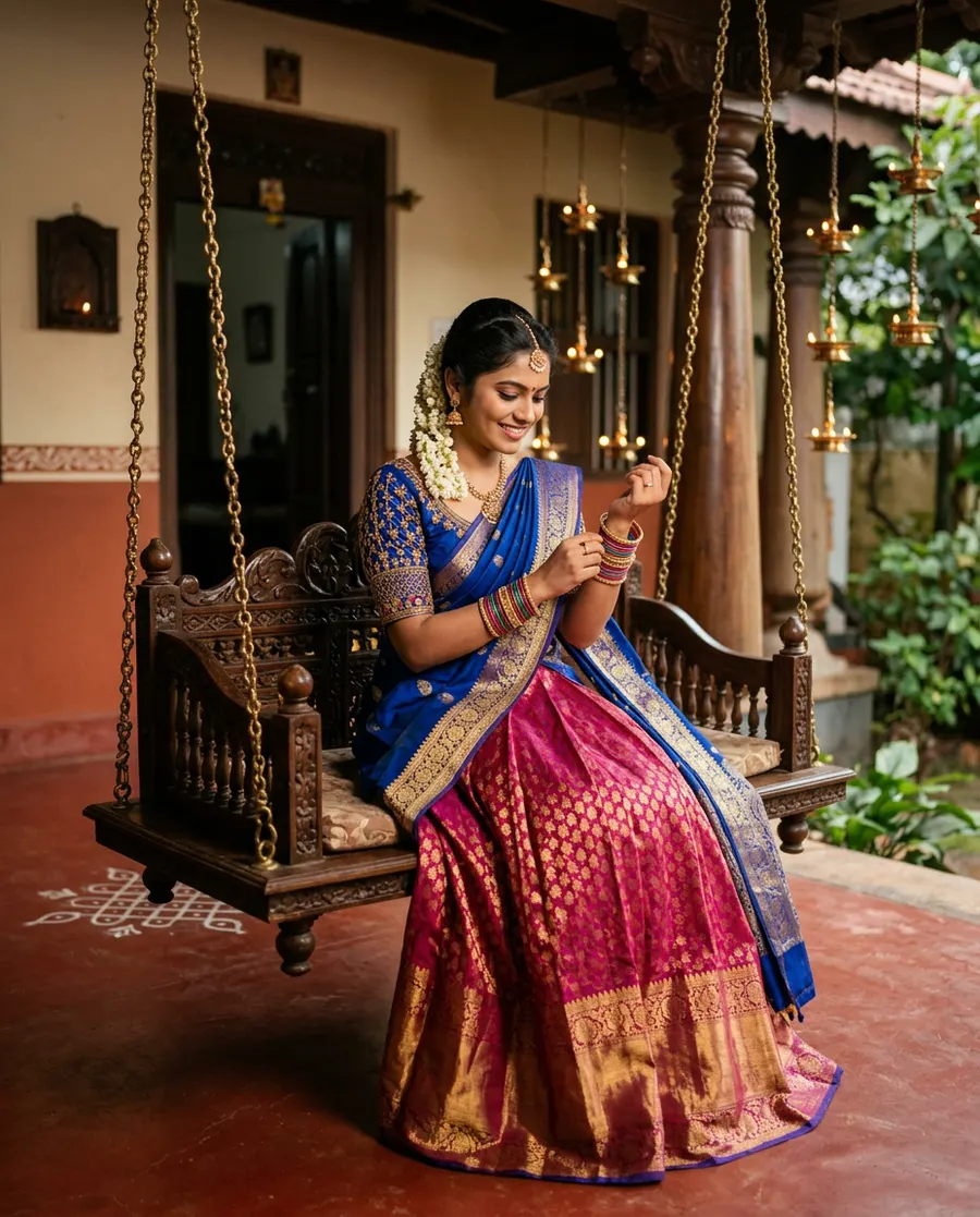 Traditional Oonjal Swing Portrait — AI photo sample made with Gemini