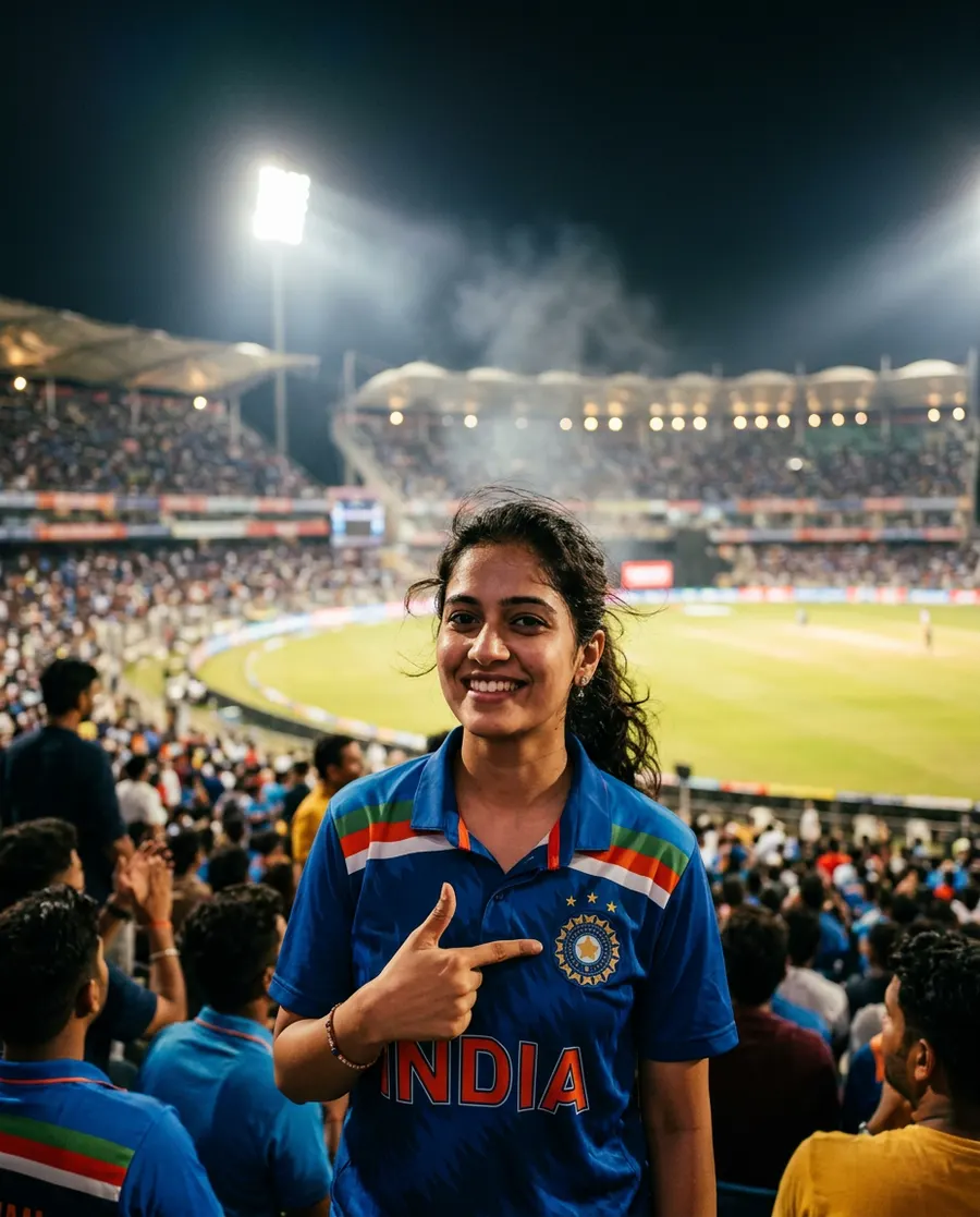 Floodlit Victory Celebration — AI photo sample made with Gemini