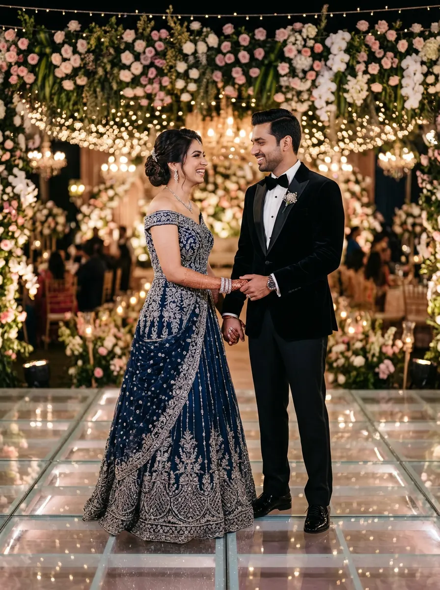 Midnight Blue Glamour Reception — AI photo sample made with Gemini