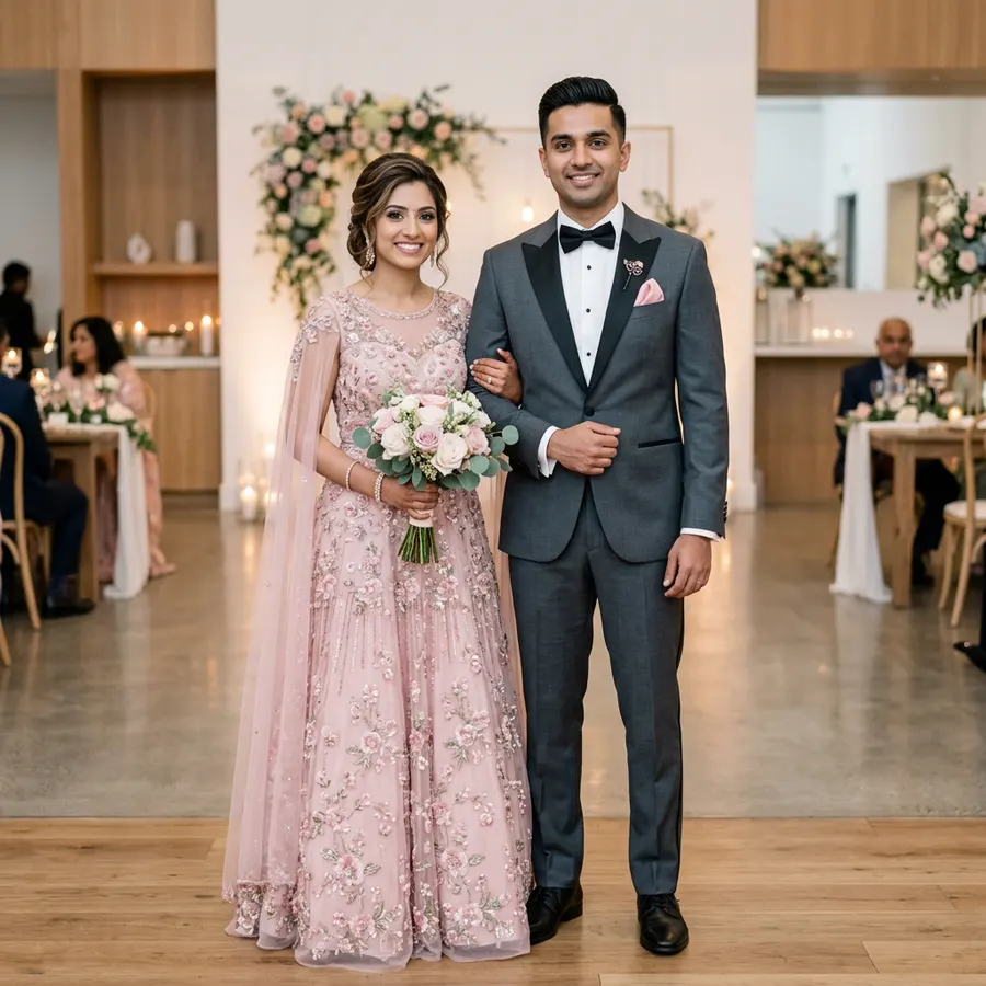 Pastel Rose and Classic Grey Elegance — AI photo sample made with Gemini