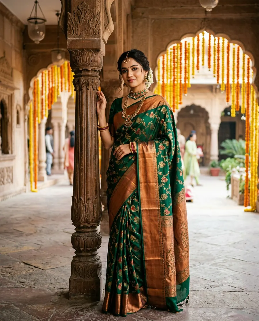 Royal Palace Verandah Pose — AI photo sample made with Gemini