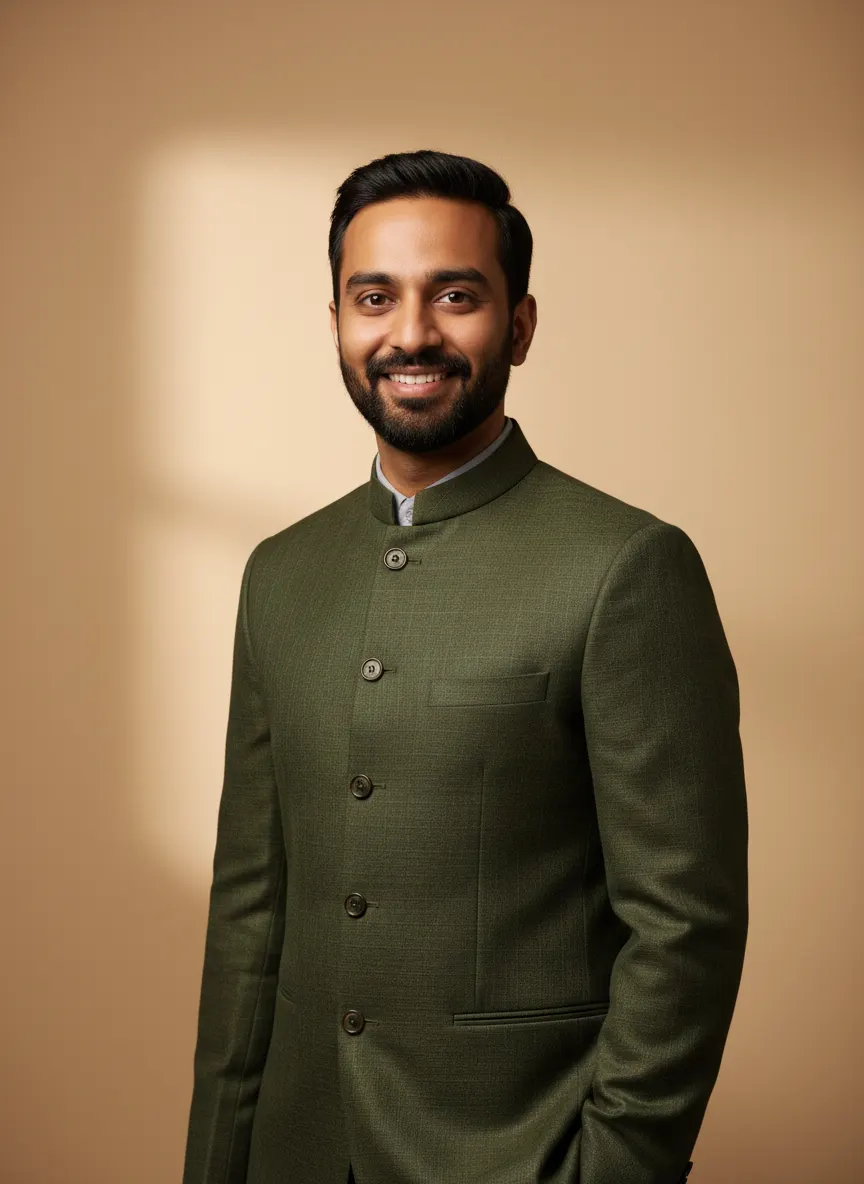 Creative Nehru Jacket Headshot — AI photo sample made with Gemini
