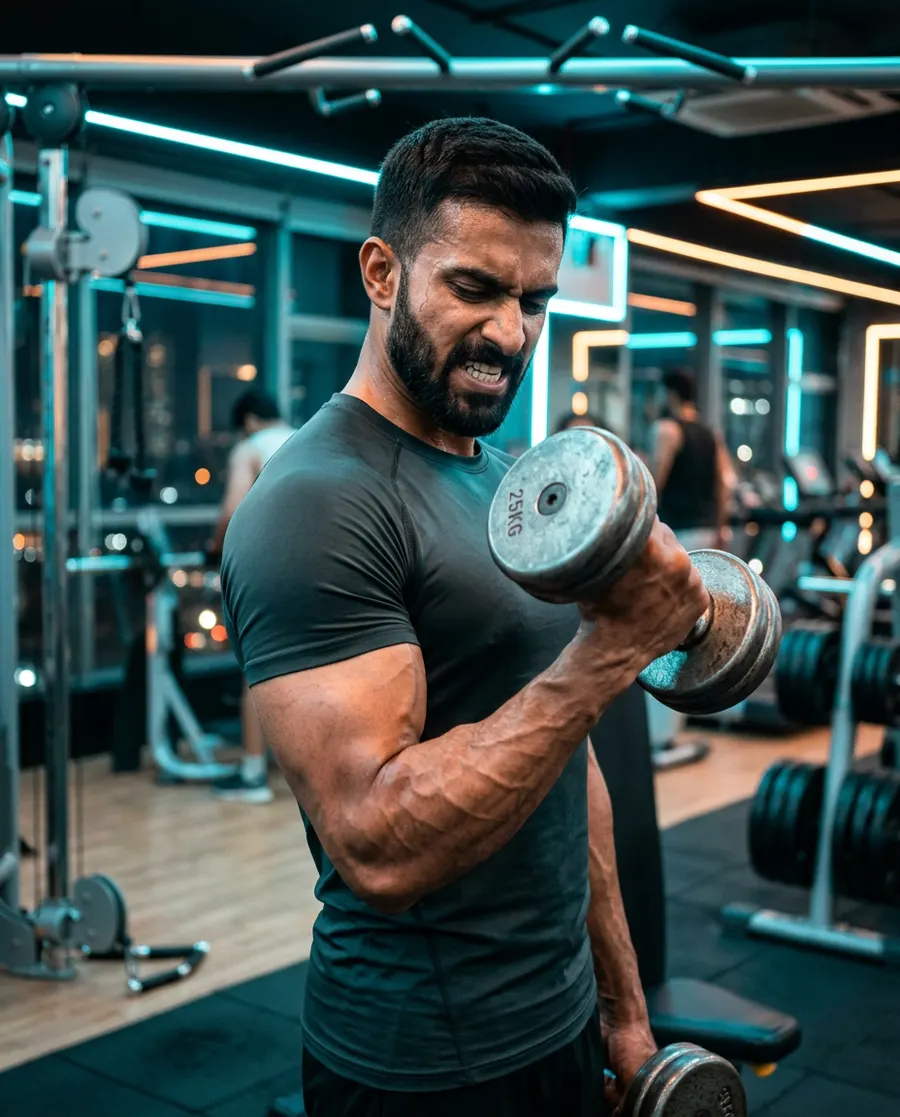 Neon Cyberpunk Gym Beast — AI photo sample made with Gemini
