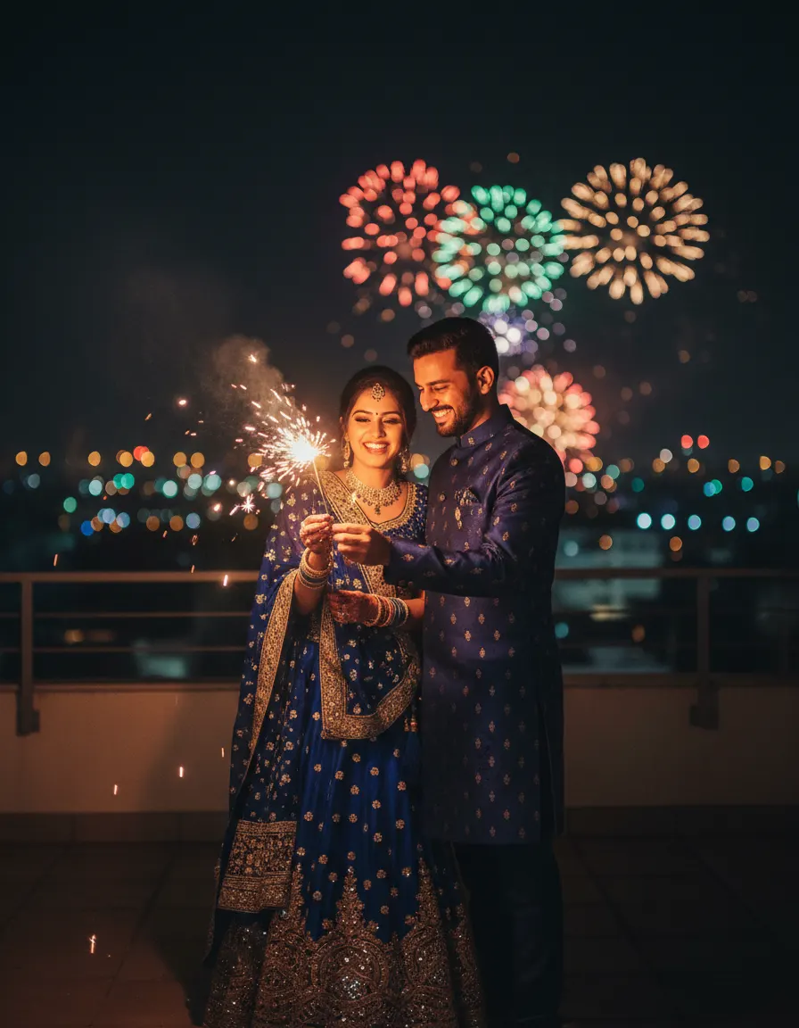 Playful Terrace Sparkler Celebration — AI photo sample made with Gemini