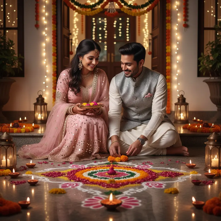 Cozy Home Entryway Rangoli — AI photo sample made with Gemini