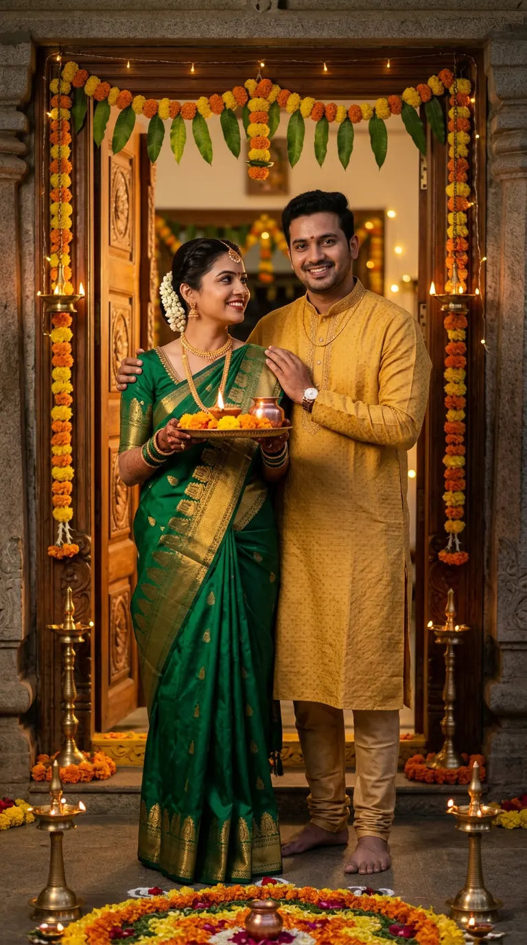 Royal Traditional Puja Thali — AI photo sample made with Gemini