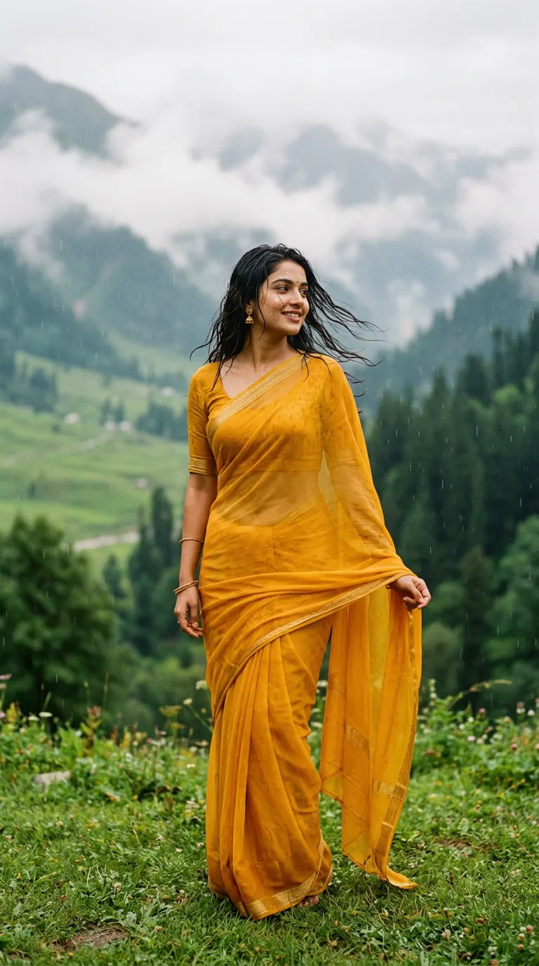 शिफॉन रेन रोमांस — AI photo sample made with Gemini