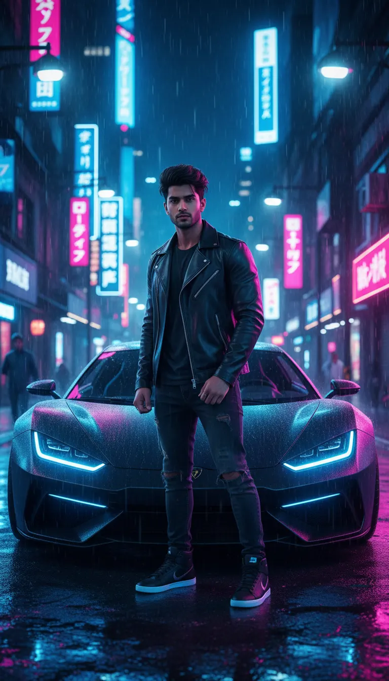 Neon Cyberpunk Street Vibe — AI photo sample made with Gemini