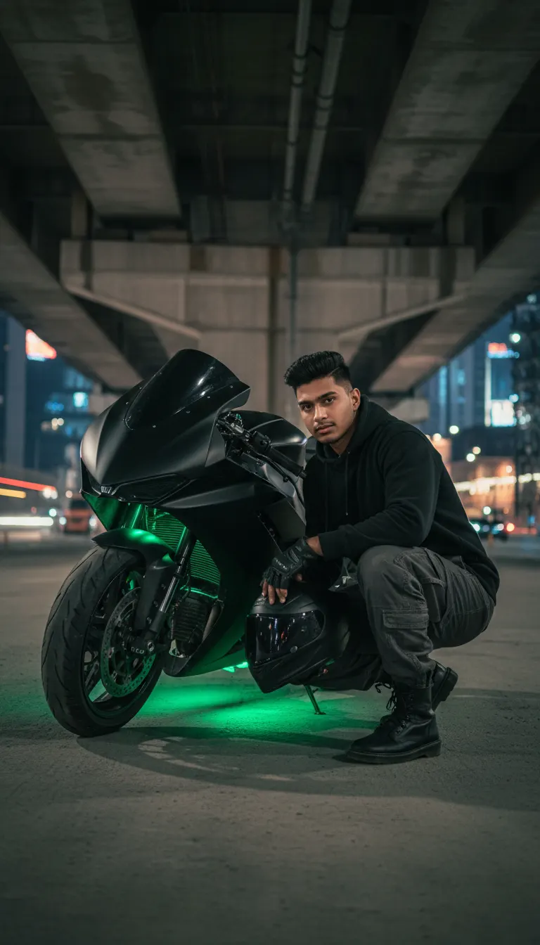 Moody Underpass Green Neon — AI photo sample made with Gemini