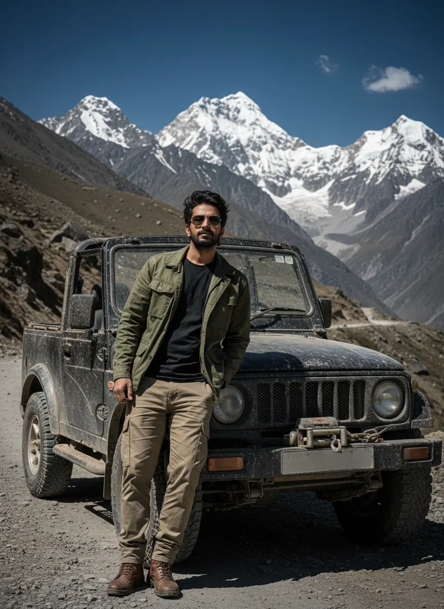 Dusty Himalayan Pass Adventure — AI photo sample made with Gemini
