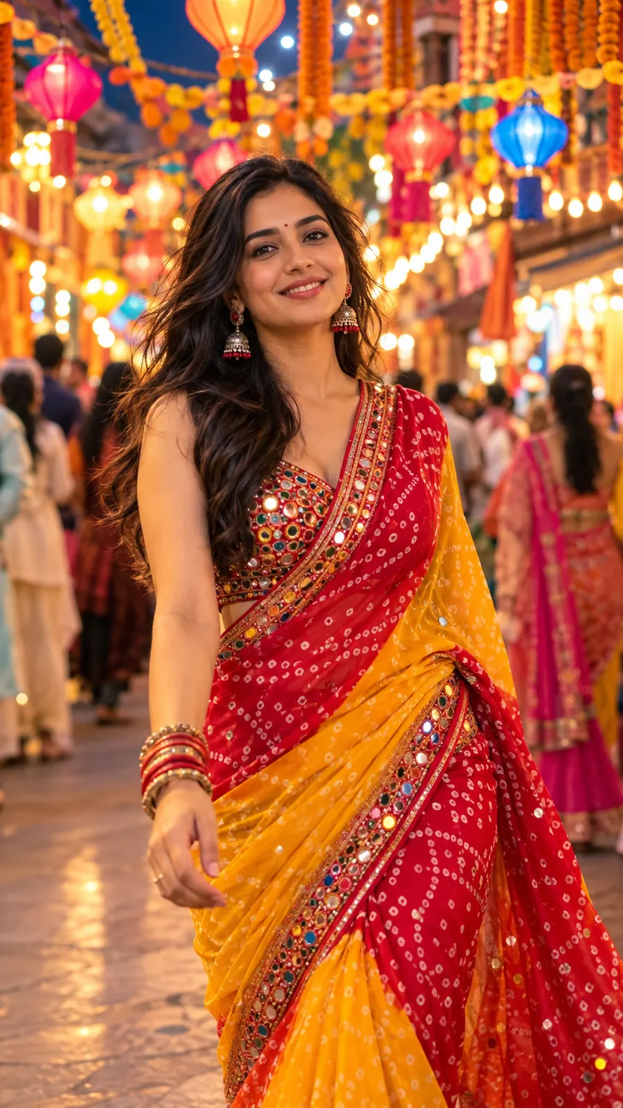 Vibrant Festive Bandhani Saree Look — AI photo sample made with ChatGPT