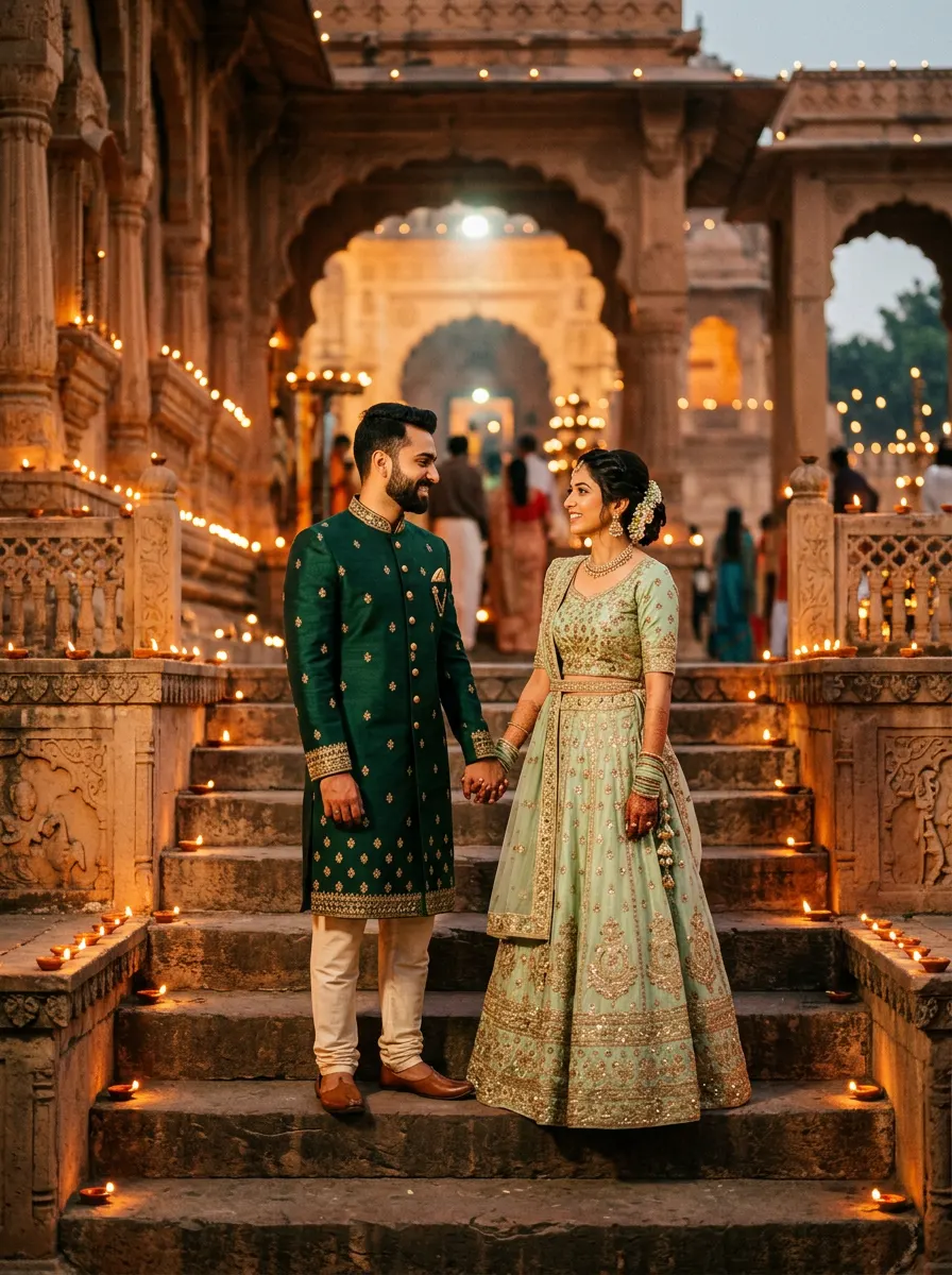शाही हेरिटेज मंदिर की सीढ़ियां — AI photo sample made with Gemini