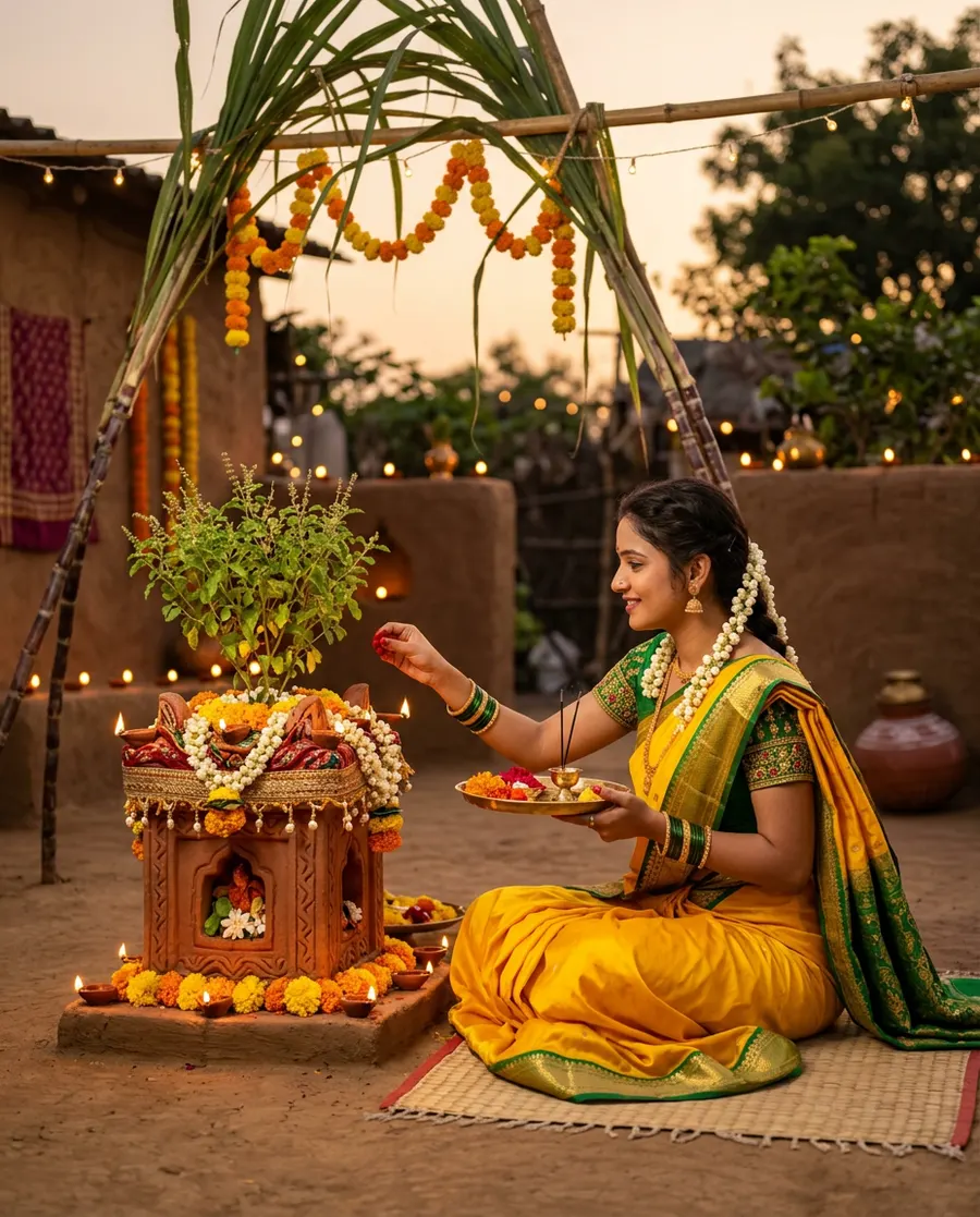 Sacred Sugarcane Canopy Ritual — AI photo sample made with Gemini