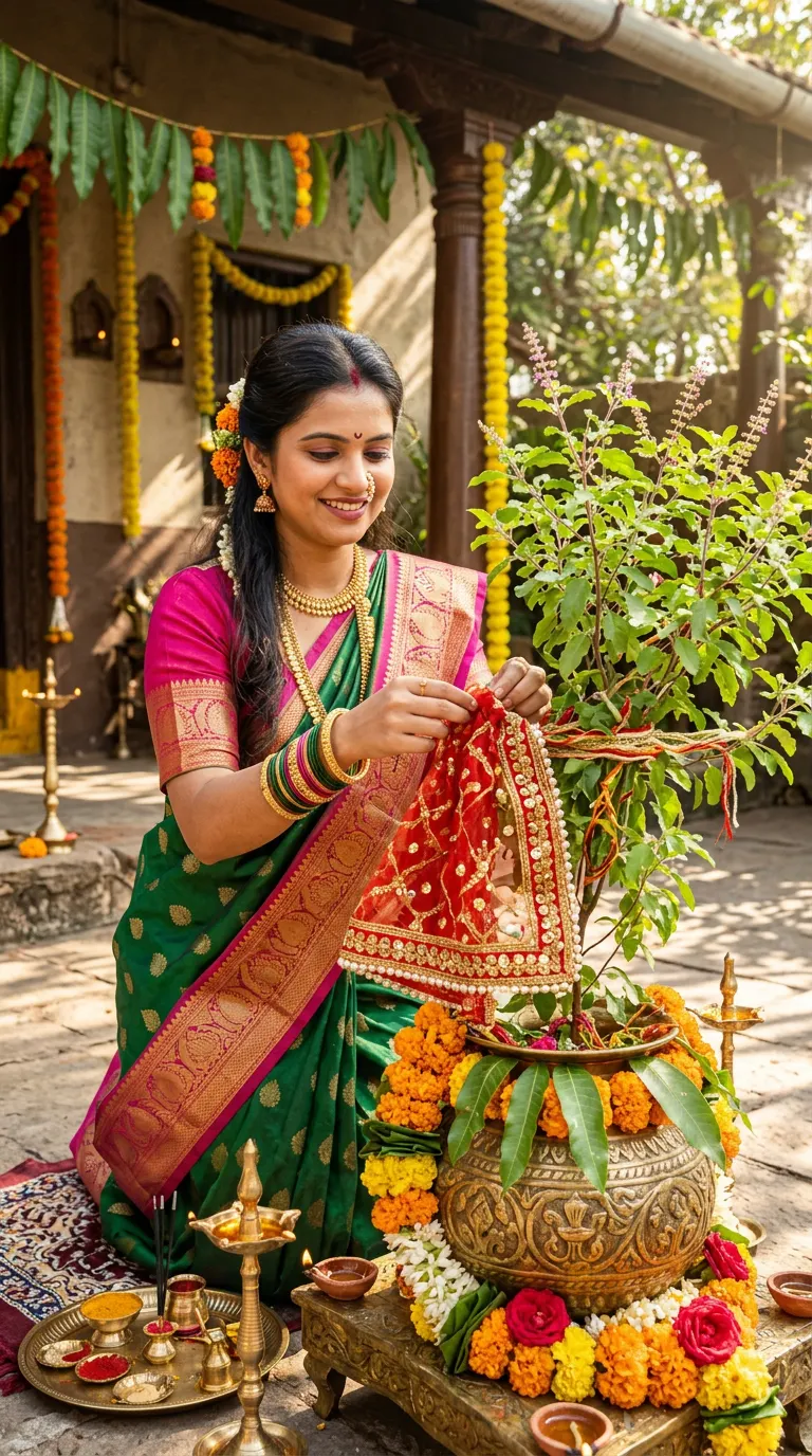 Tulsi Shringar Offering — AI photo sample made with Gemini