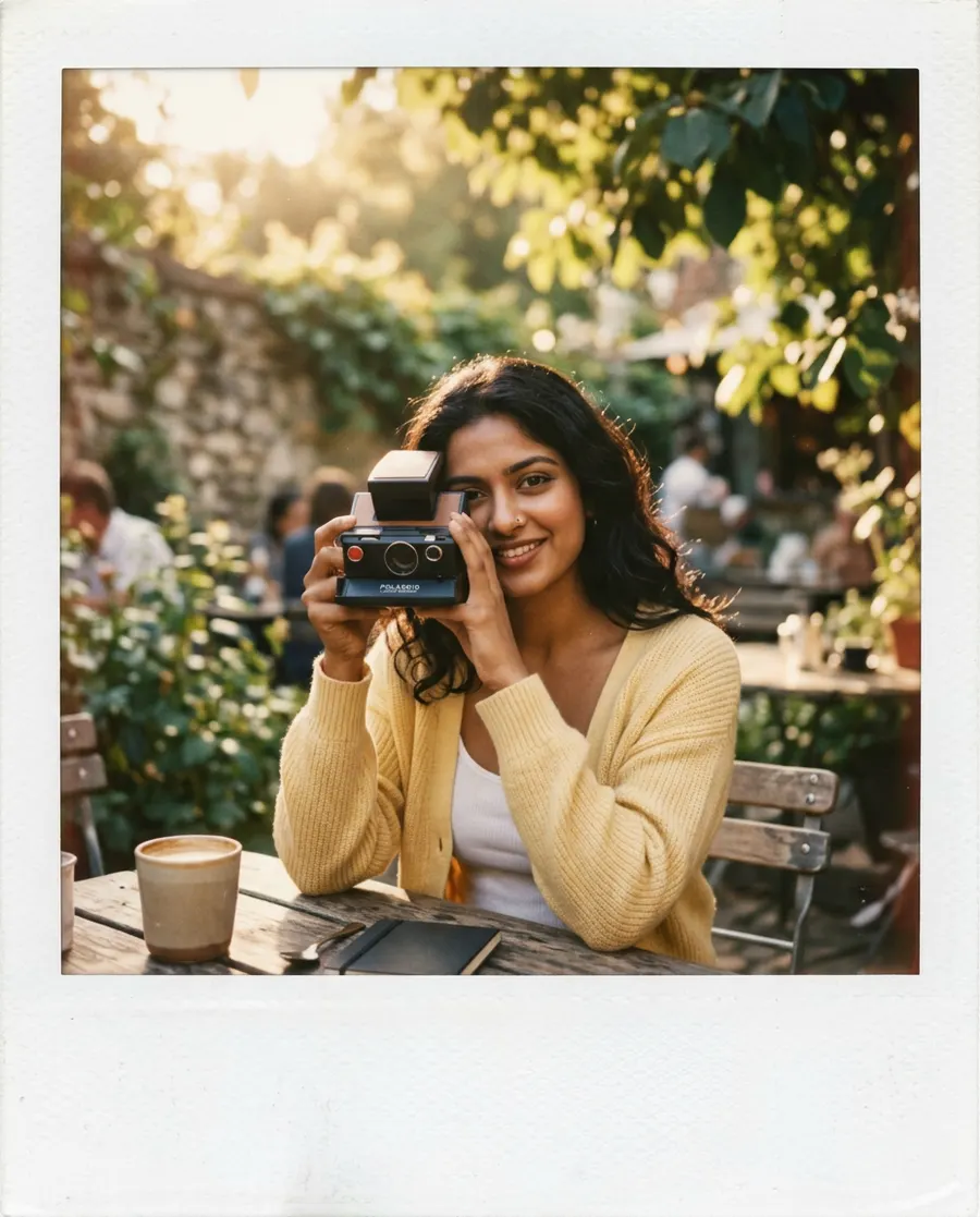 Retro Cafe Golden Hour — AI photo sample made with Gemini