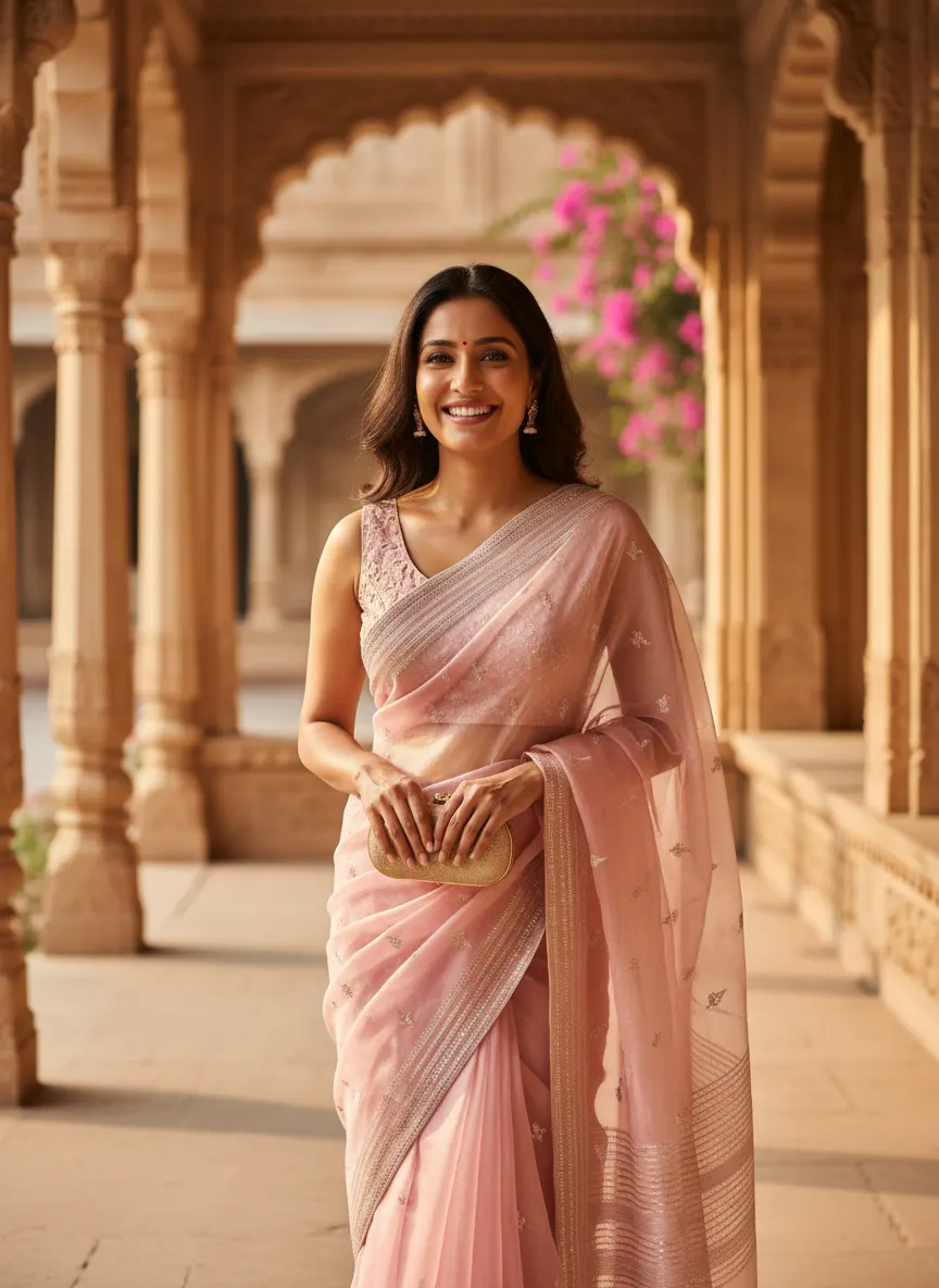 रॉयल पेस्टल ऑर्गेन्जा डे लुक — AI photo sample made with Gemini
