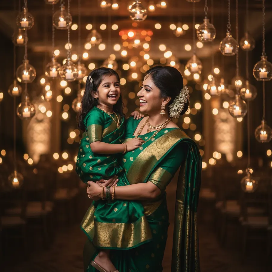 Emerald Kanjeevaram Reception Look — AI photo sample made with Gemini